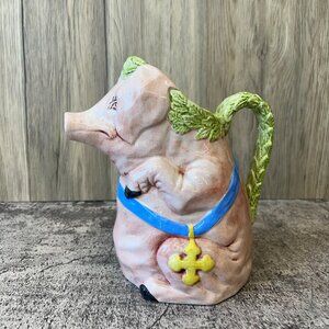 🛑 SOLD🛑 Costa Italy Pink Pig Pitcher Hand Painted 8.5" William Sonoma